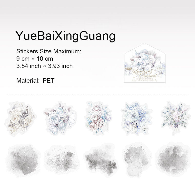 10 Pcs Watercolor and Bouquet PET Stickers XGHS