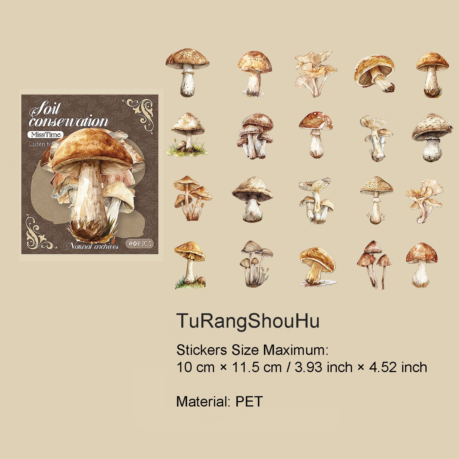40 Pcs Natural Botanical Stickers TRDSG