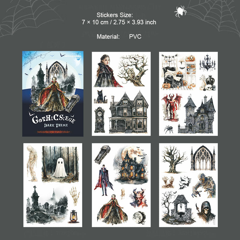 5 Sheets Gothic PVC Halloween Transfer Stickers GTWC