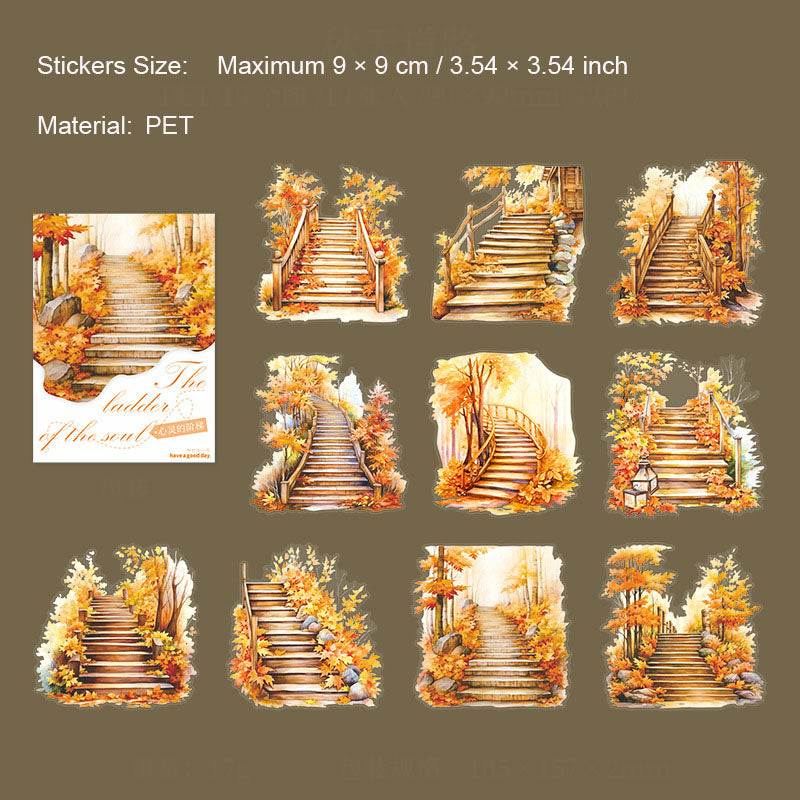 10 Pcs PET Nature Stairs Stickers XLJT