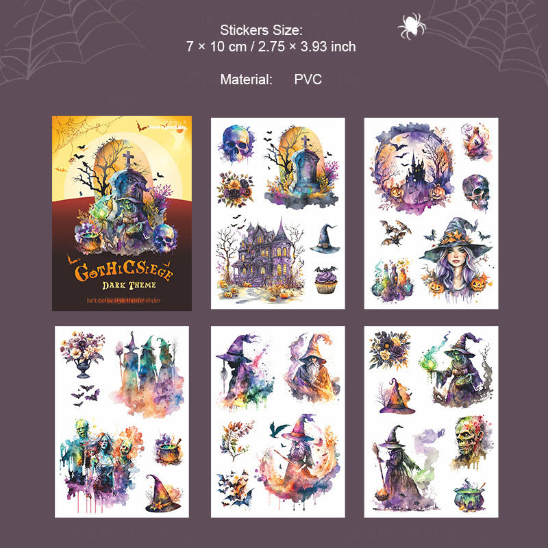 5 Sheets Gothic PVC Halloween Transfer Stickers GTWC