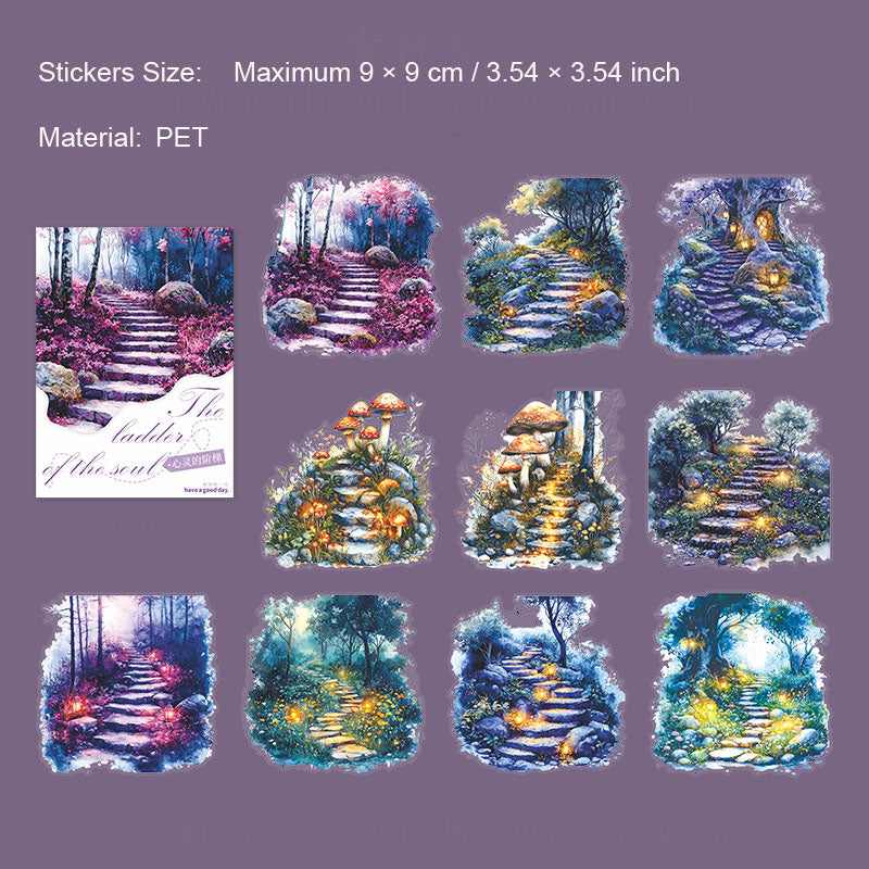 10 Pcs PET Nature Stairs Stickers XLJT