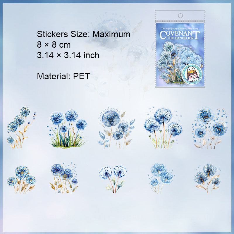 10 Pcs Glitter PET Dandelion Stickers PGYZY