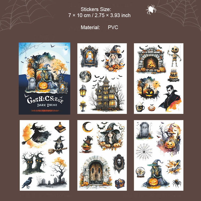 5 Sheets Gothic PVC Halloween Transfer Stickers GTWC