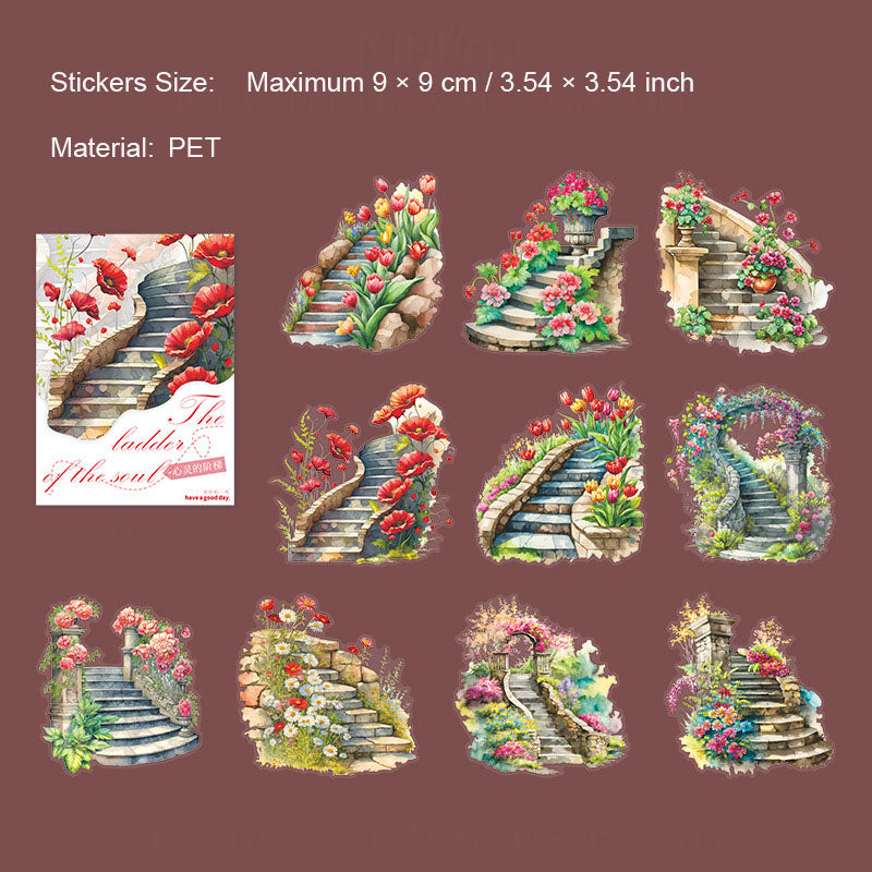 10 Pcs PET Nature Stairs Stickers XLJT