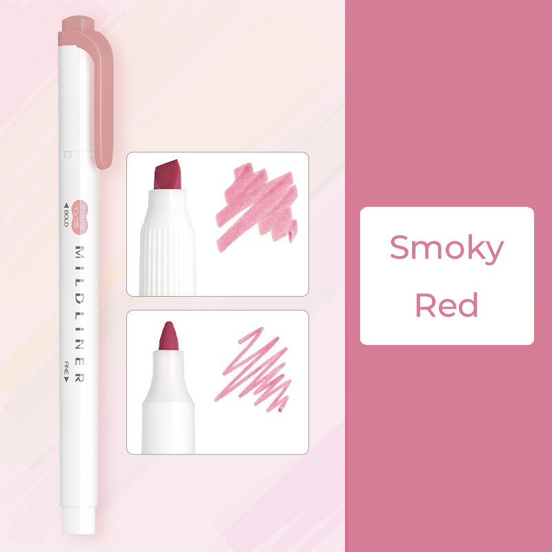 Zebra Mildliner WKT7 Double-Sided Highlighter - Mild Smoky Red