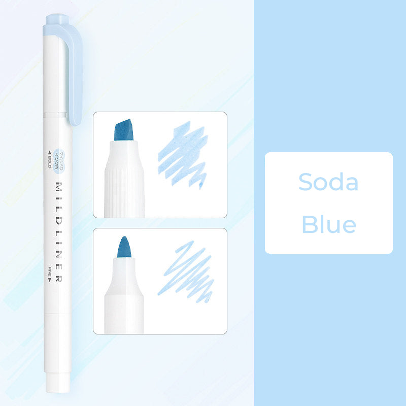 Zebra Mildliner WKT7 Double-Sided Highlighter - Mild Soda Blue