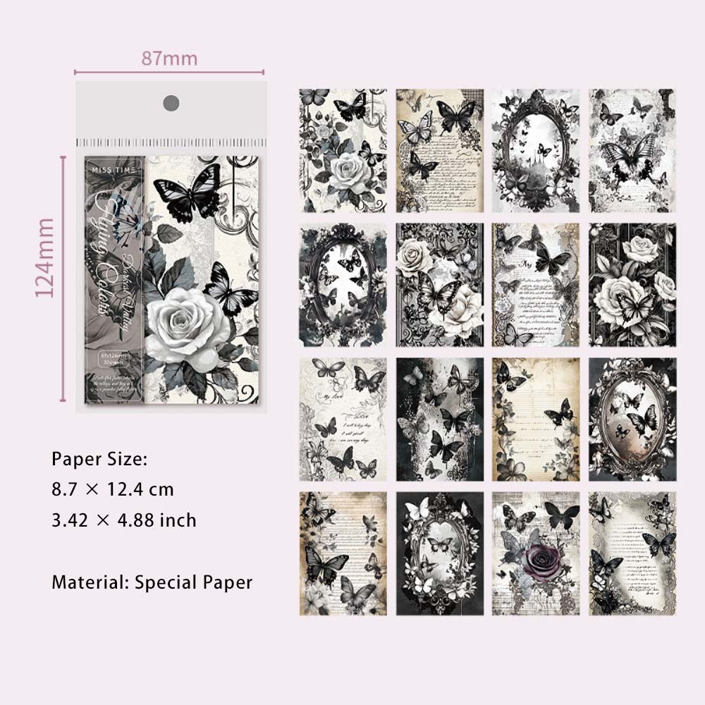 32 Sheets Butterfly Themed Scrapbook Paper PQSC