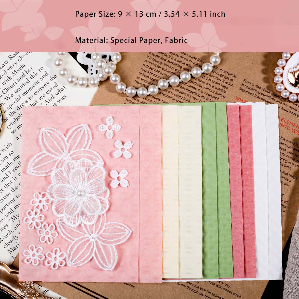 21 Sheets Embossed Paper and Lace Flowers CBXL