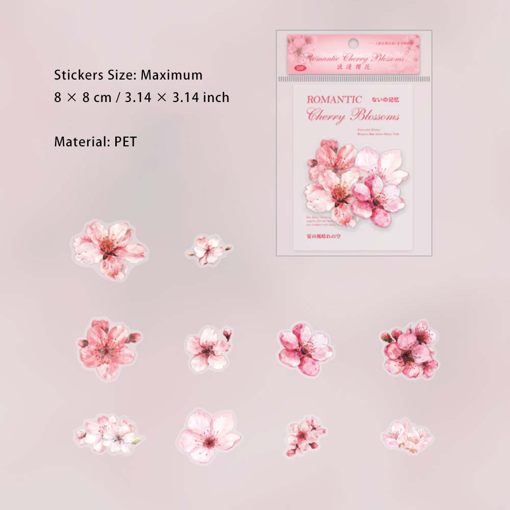 20 Pcs Cherry Blossom PET Stickers XHYHY