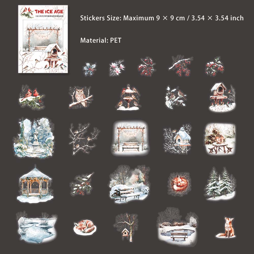 25 Pcs Winter Forest PET Stickers BCSD