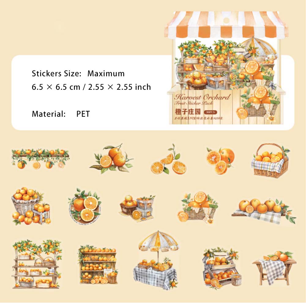 30 Pcs Fruit Shop PET Stickers FSGY