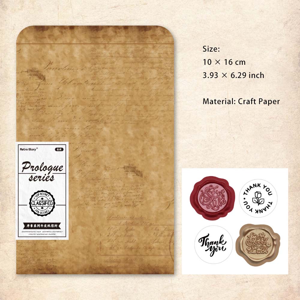 3 Pcs Vintage Envelope with Sealing Stickers XZXL