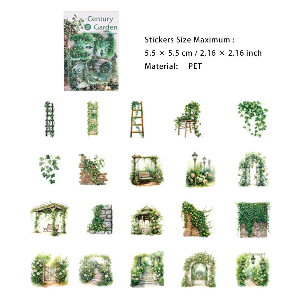 40 Pcs Garden Themed PET Stickers SJHY