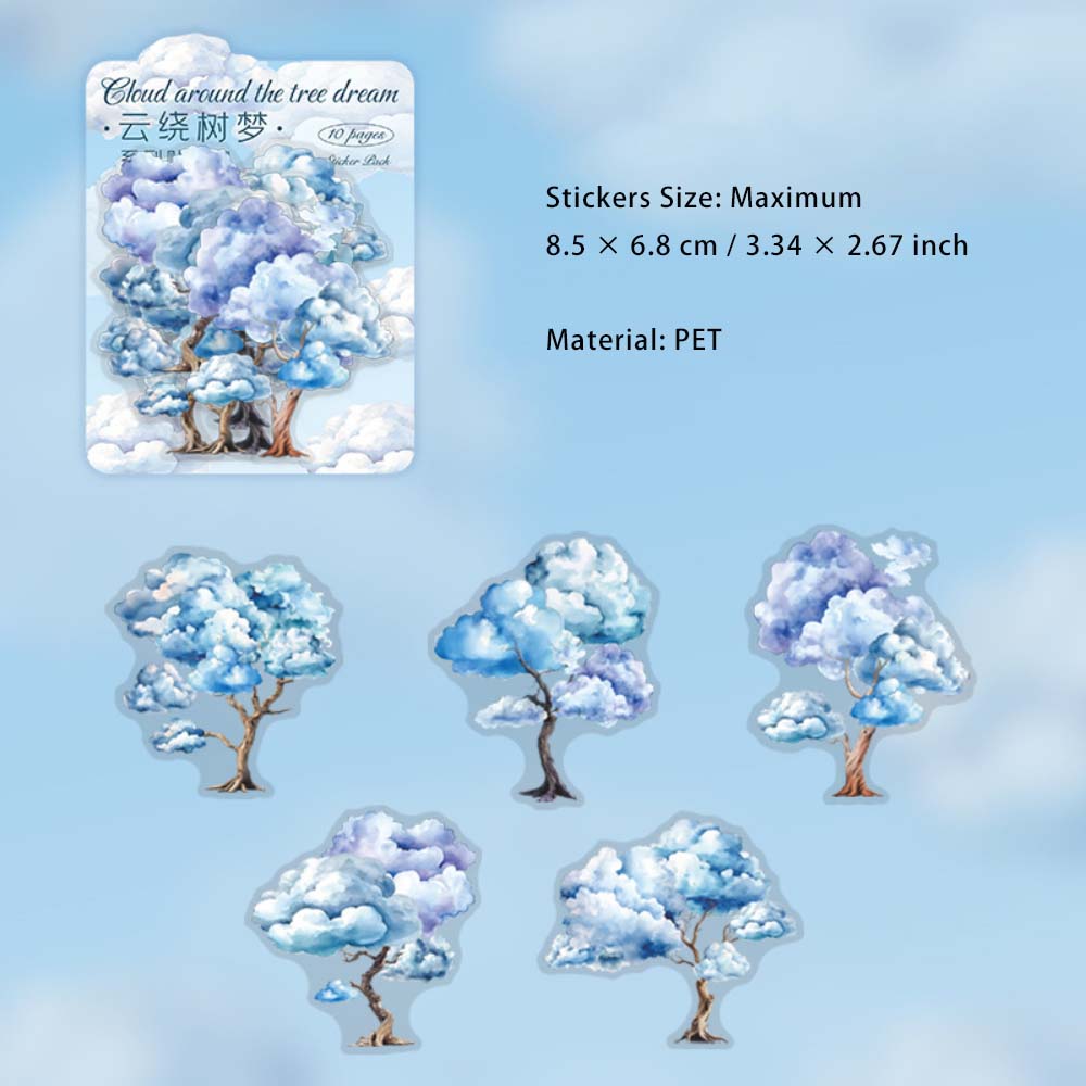 10 Pcs Cloud Tree PET Stickers YRSM