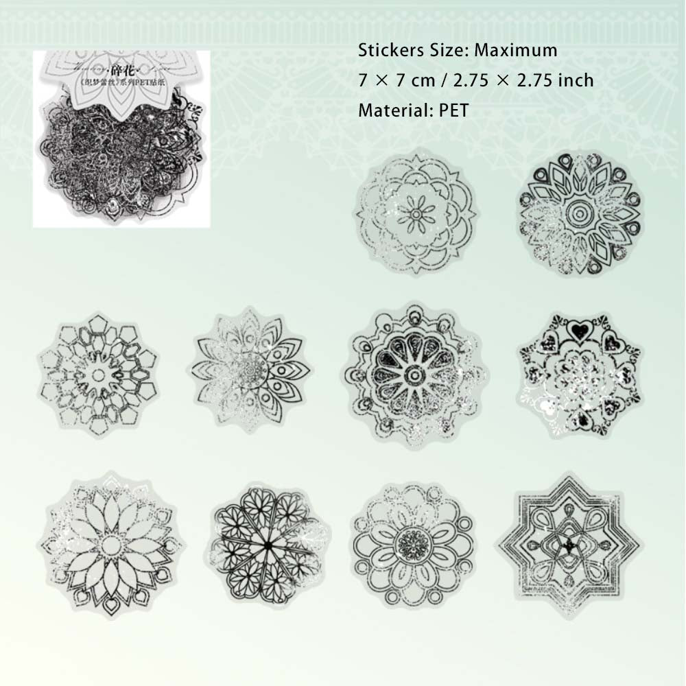 20 Pcs Floral Lace Frame PET Stickers ZMLS