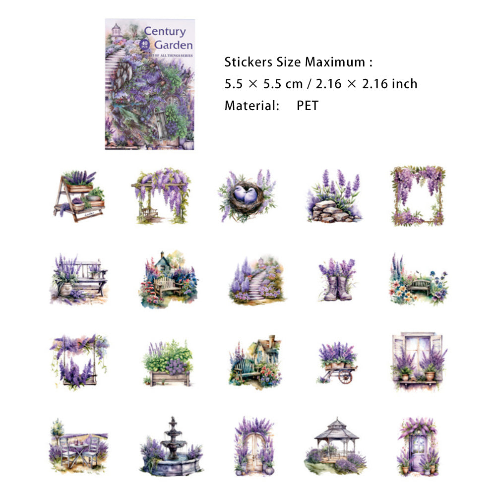 40 Pcs Garden Themed PET Stickers SJHY