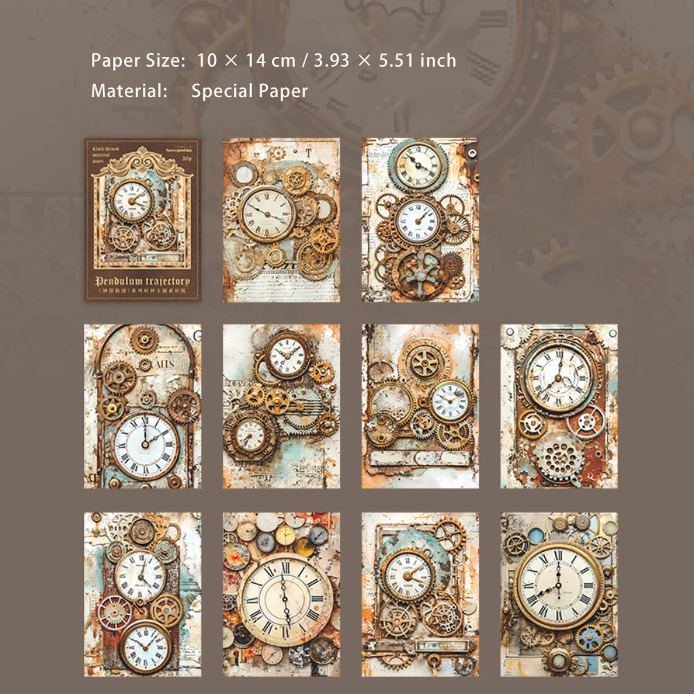 30 Sheets Vintage Clock Scrapbook Paper ZBGJ