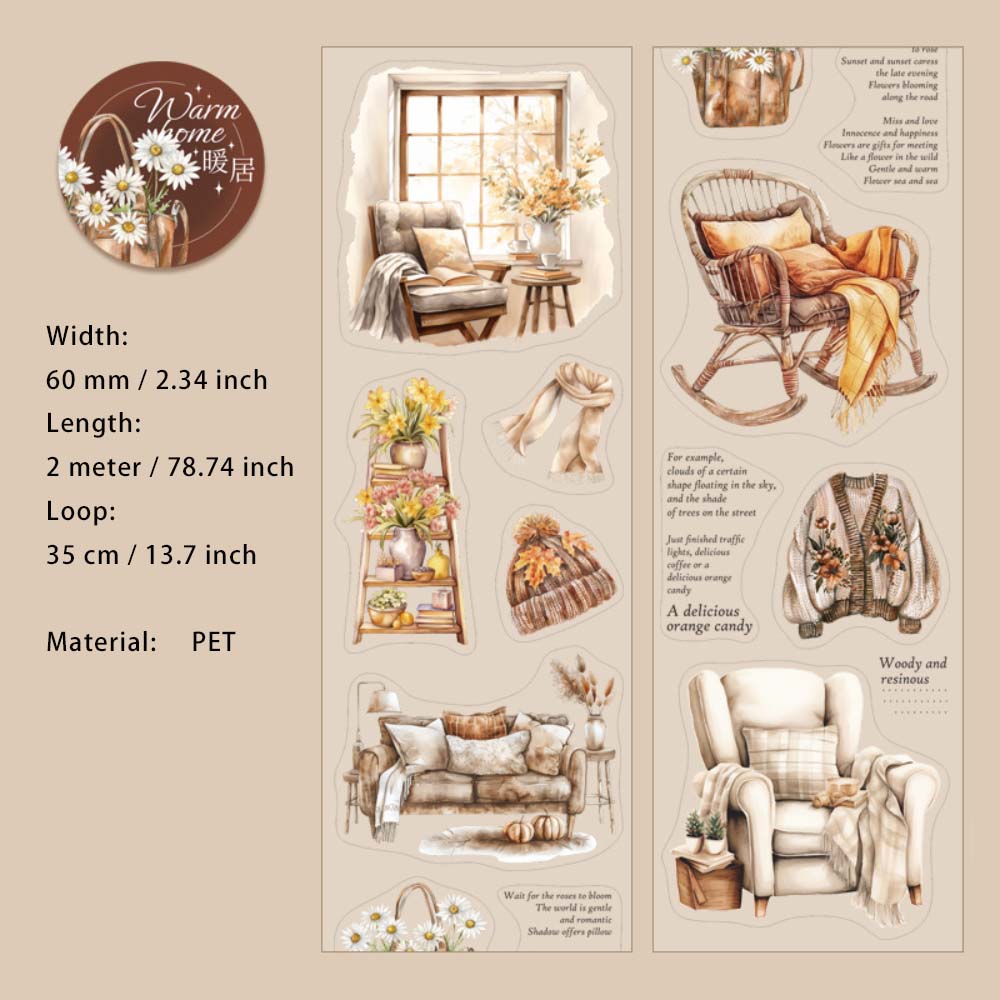 1 Roll Home Decoration Theme Pre-cut Stickers Tape NJXL