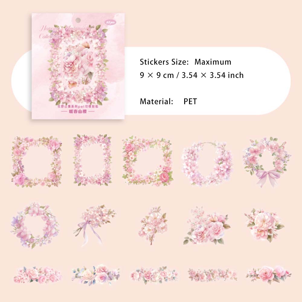15 Pcs Flower Theme PET Stickers HYSJ