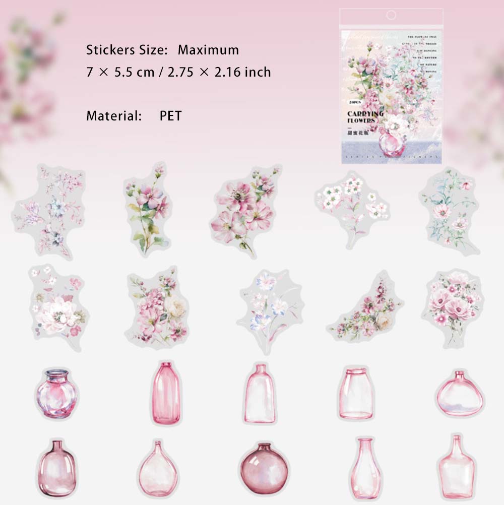 20 Pcs Bottle Branches PET Stickers XHSZ