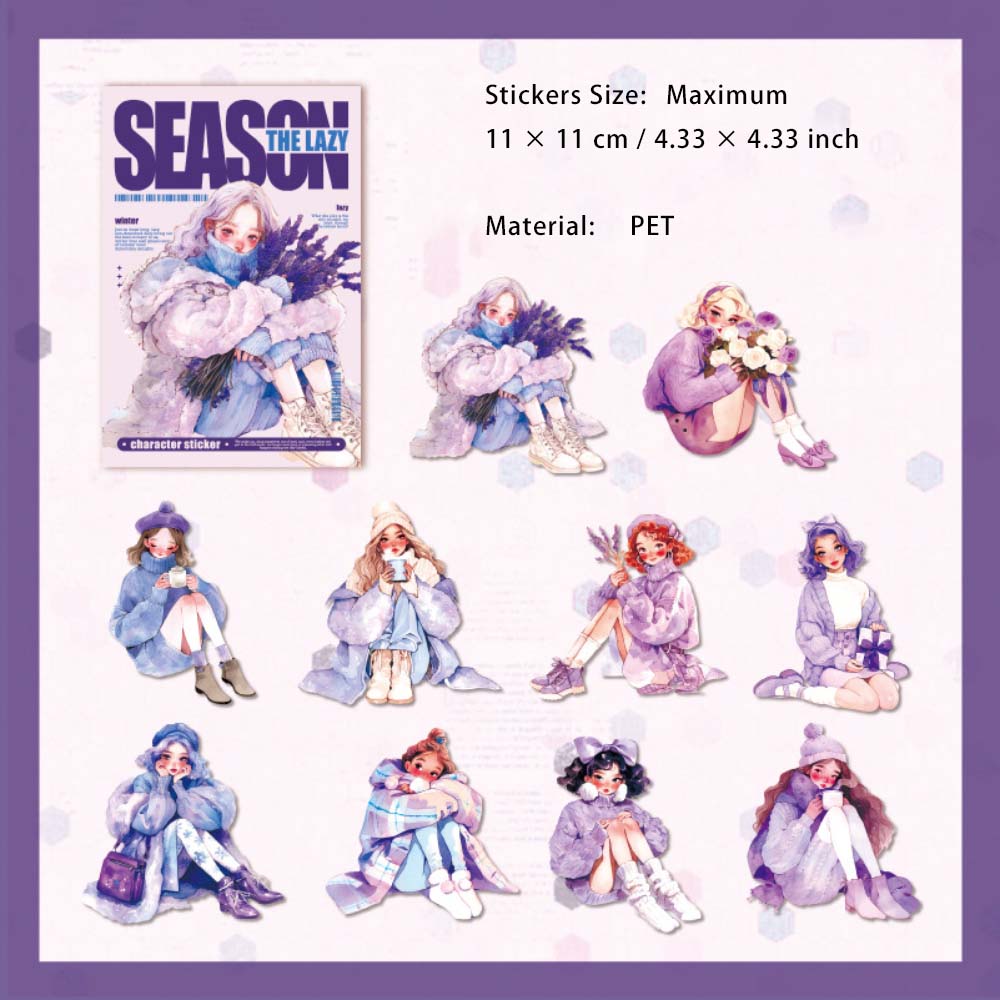 20 Pcs Seasonal Girl PET Stickers YLDJJ