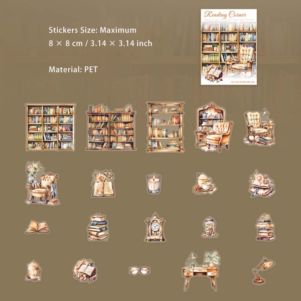 20 Pcs Reading Theme PET Stickers YDXJL