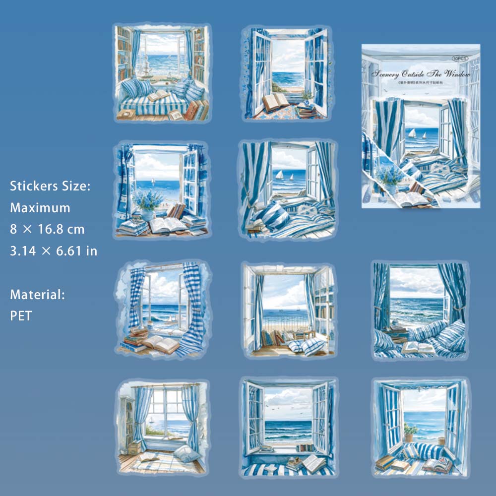 10 Pcs Window Landscape PET Stickers CWJM