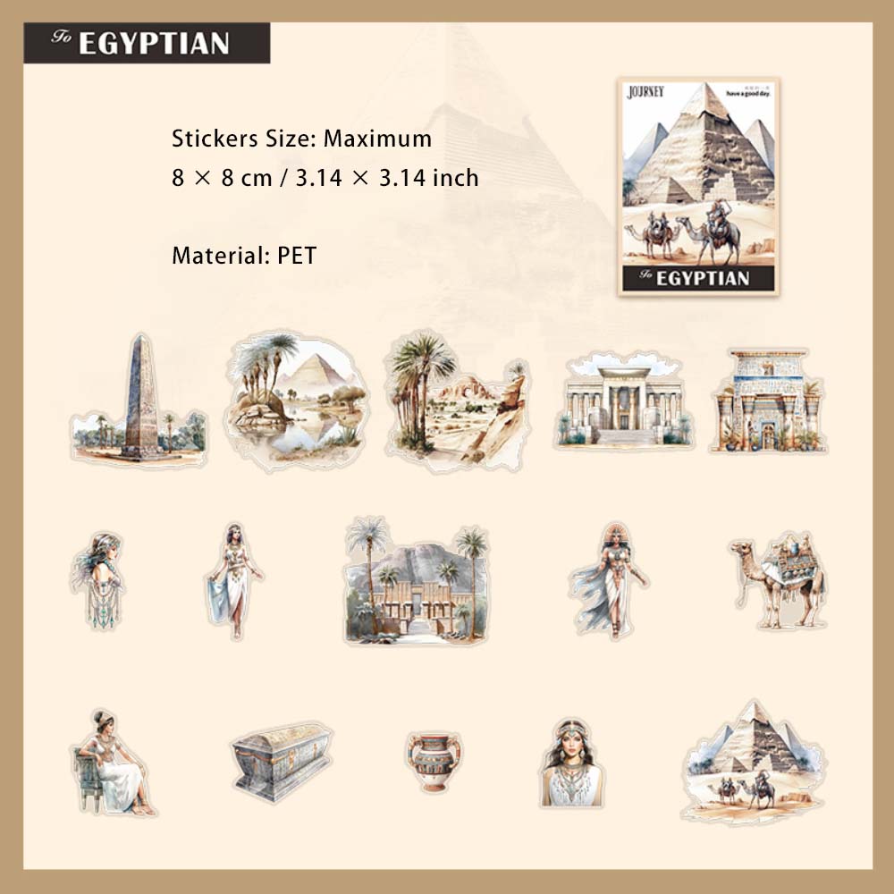 15 Pcs Egypt Travel Theme PET Stickers AJZL