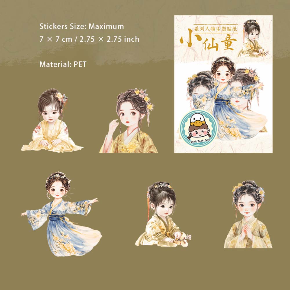 10 Pcs Classic Girl PET Stickers XXTX