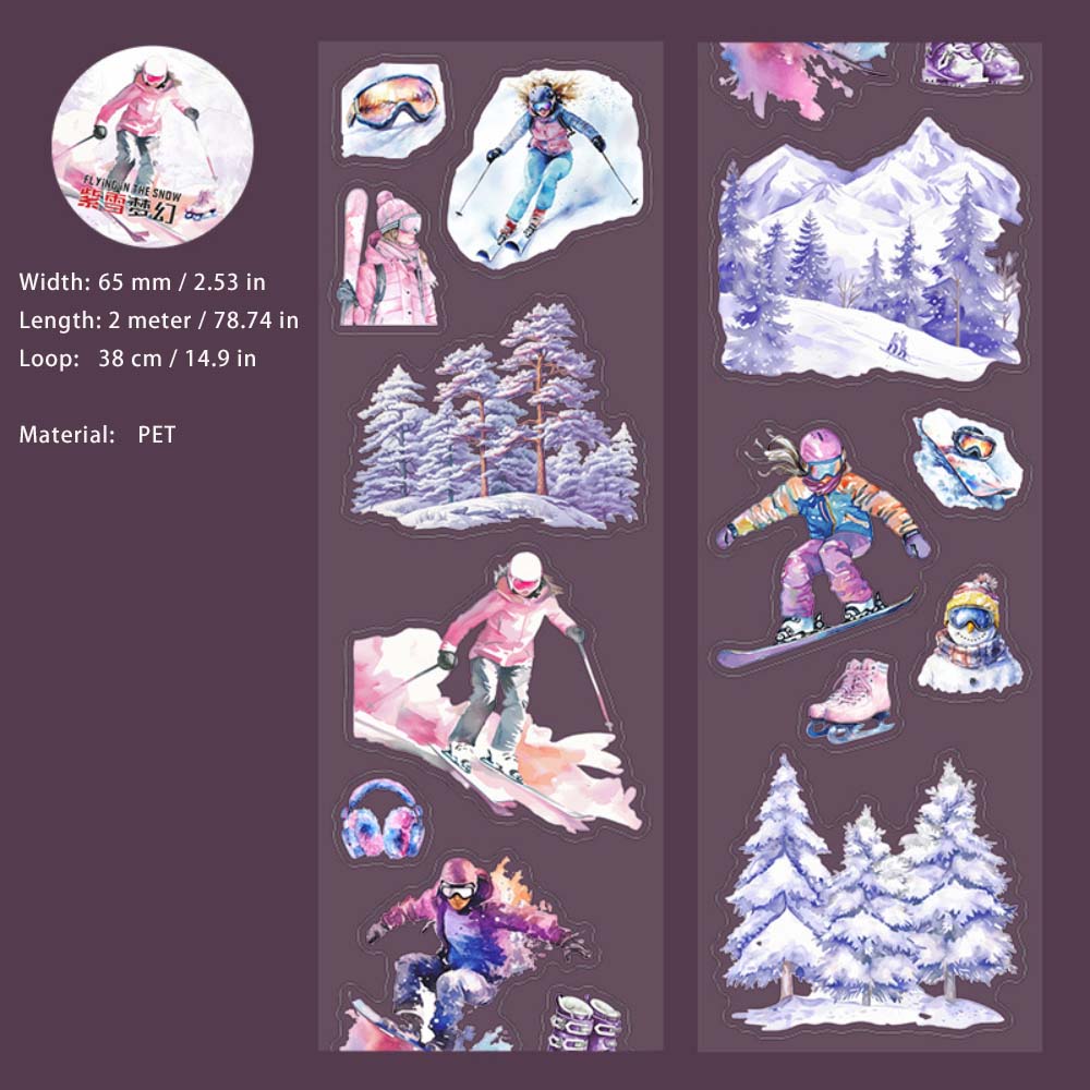 1 Roll Snow Skiing Pre-cut PET Stickers Tape XDFC