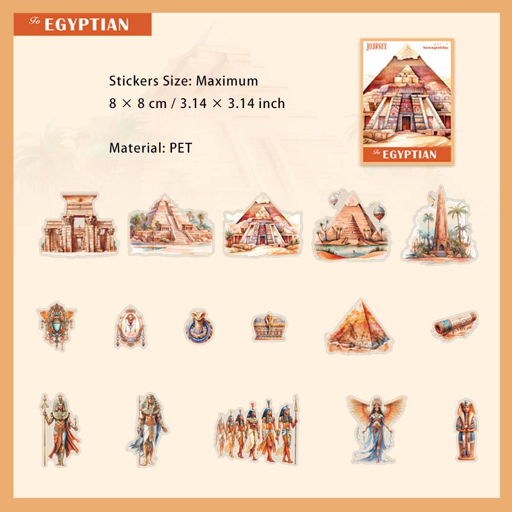 15 Pcs Egypt Travel Theme PET Stickers AJZL