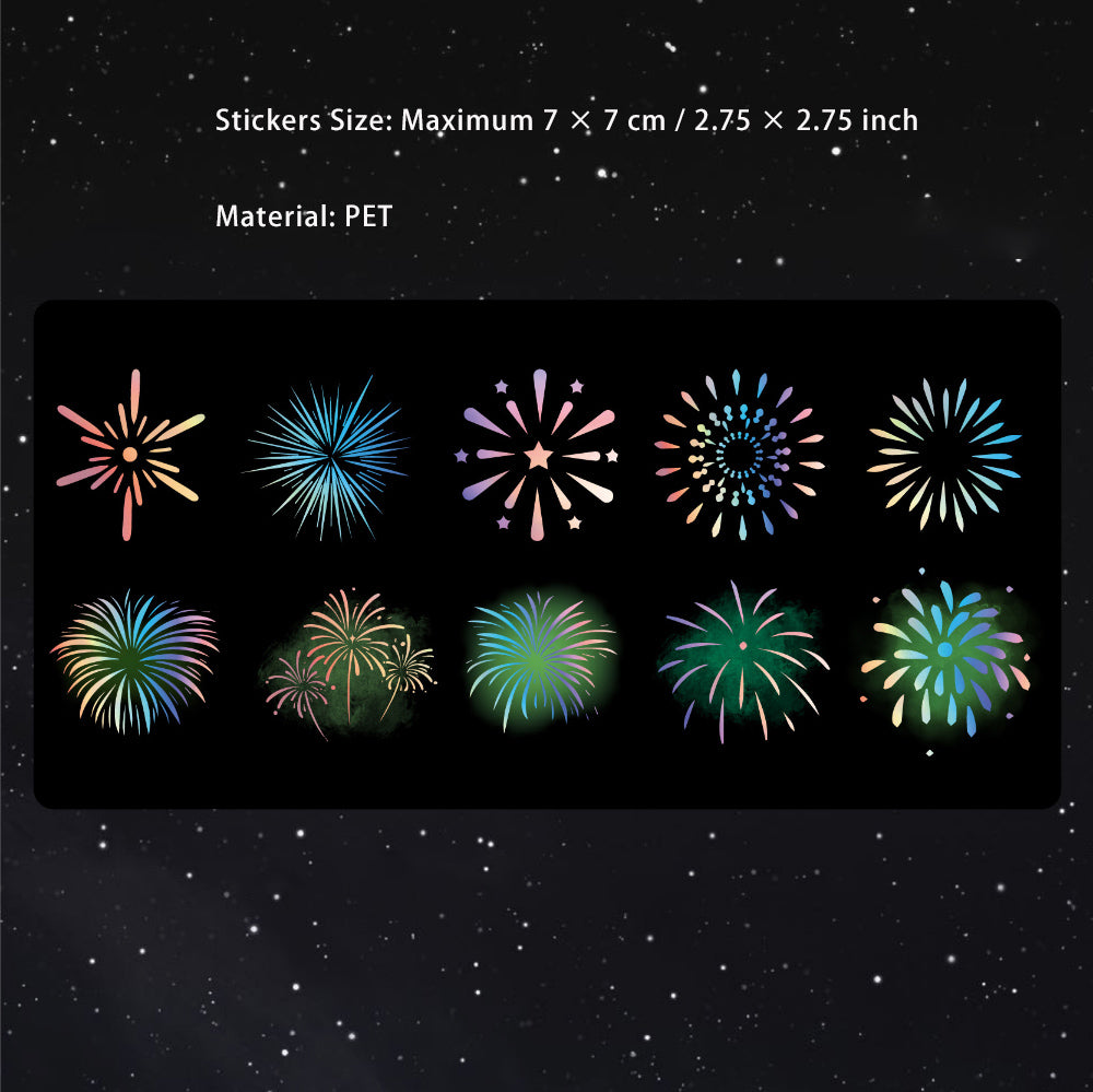 20 Pcs Glitter PET Firework Stickers YHZY