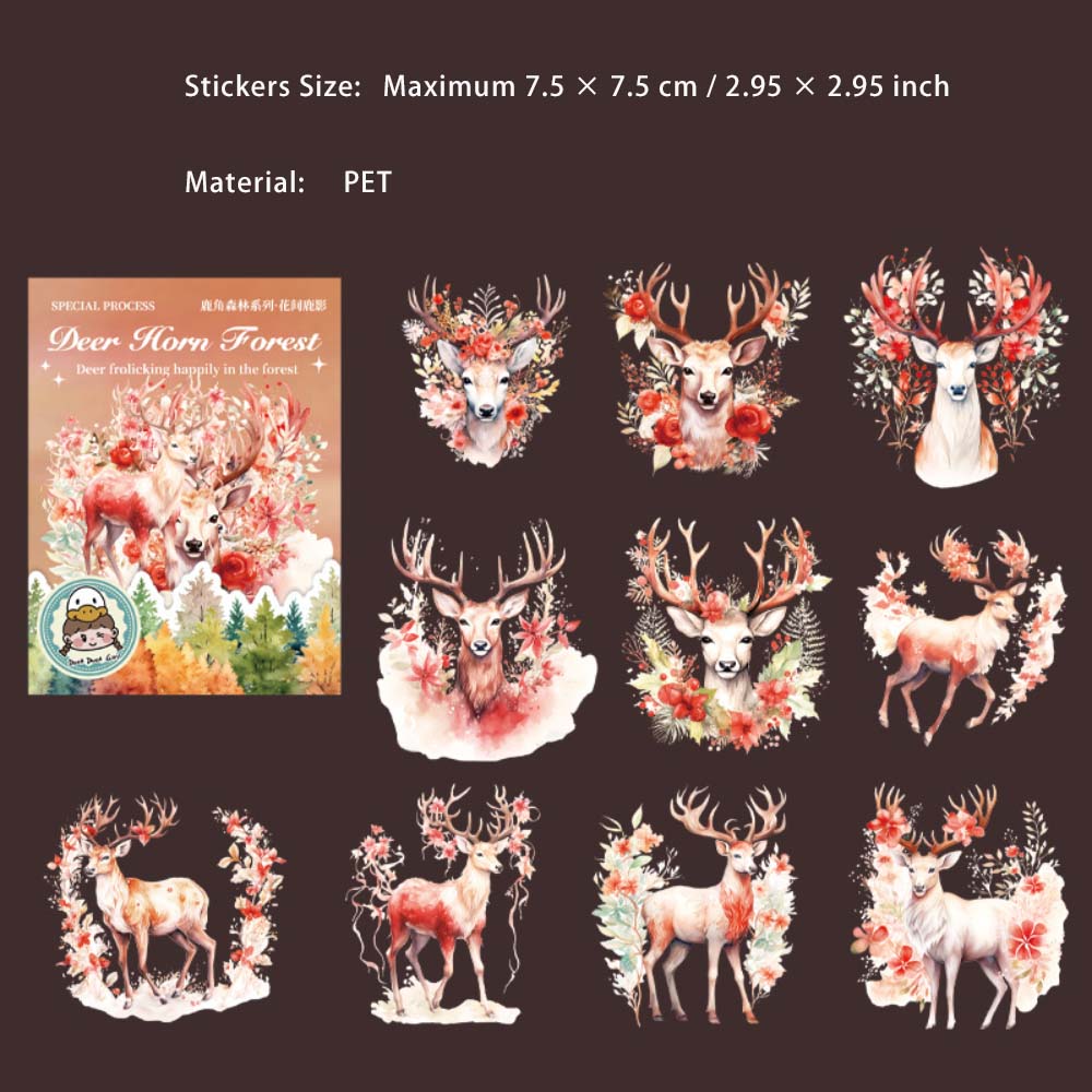 10 Pcs Deer Theme PET Stickers LJSL