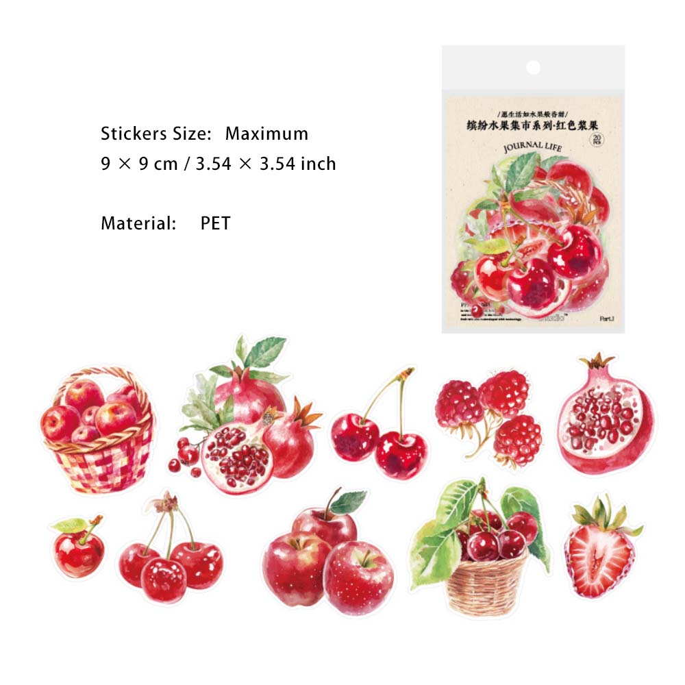 20 Pcs Fruit PET Stickers BFSGJS