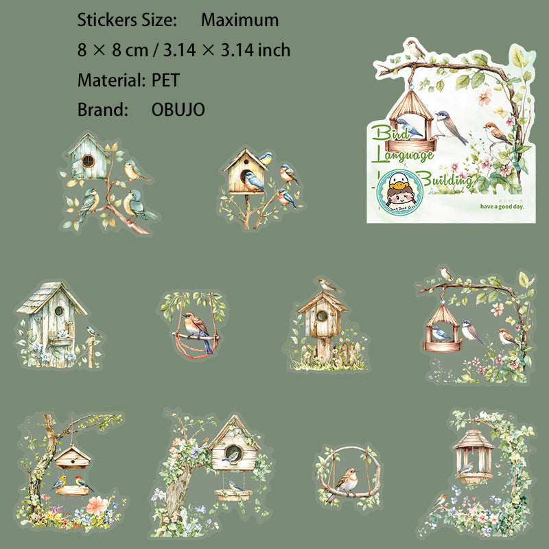 10 Pcs Bird Cage PET Stickers NYXZ