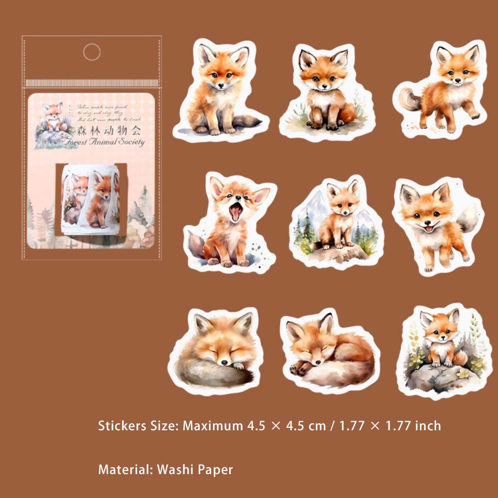 45 Pcs Forest Animal Washi Stickers SLDWH