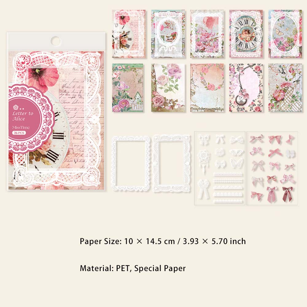 26 Pcs Scrapbook Paper and Stickers Kit LSTHJ