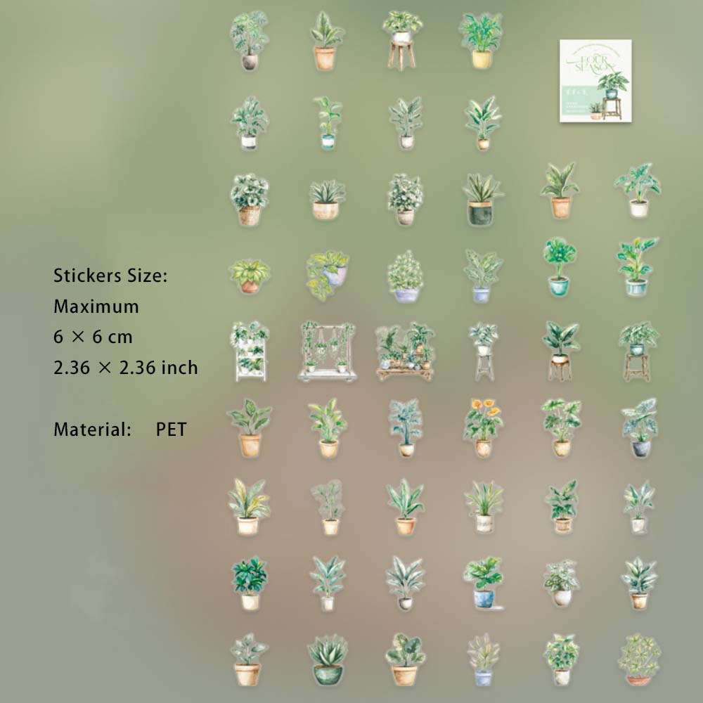 100 Pcs Flower Botanical PET Stickers SJWY