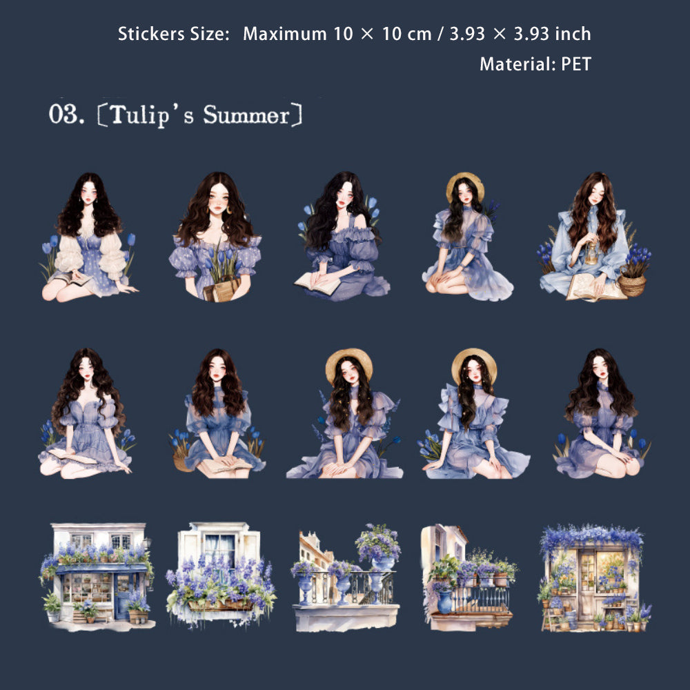 30 Pcs Holiday Girl PET Stickers XXJQ