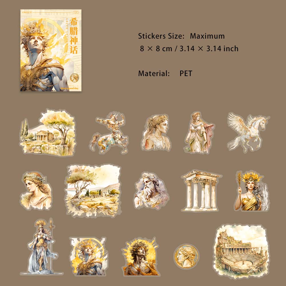 15 Pcs Greek Mythology PET Stickers XLSH