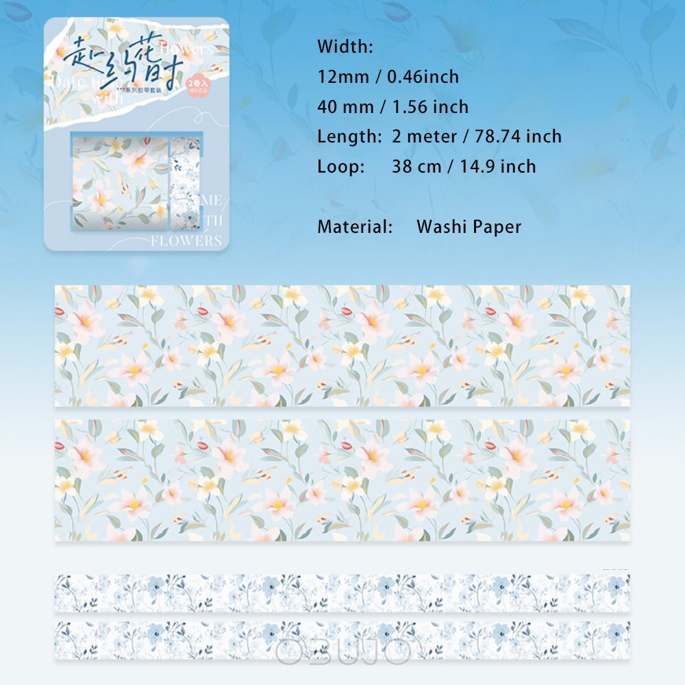 2 Rolls Floral Washi Tape Set FYHS