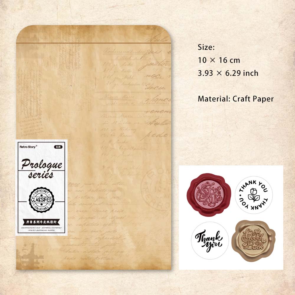 3 Pcs Vintage Envelope with Sealing Stickers XZXL