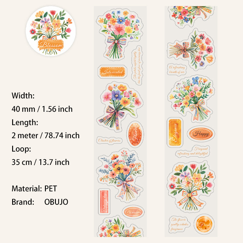 1 Roll Bouquet Flower PET Stickers Tape HYSK