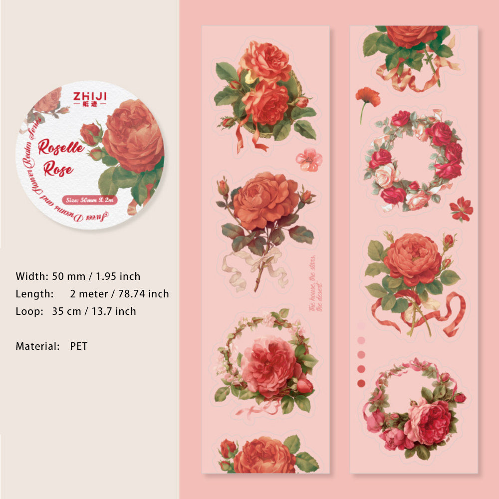 1 Roll Diecut Flower PET Stickers Tape QMHJ