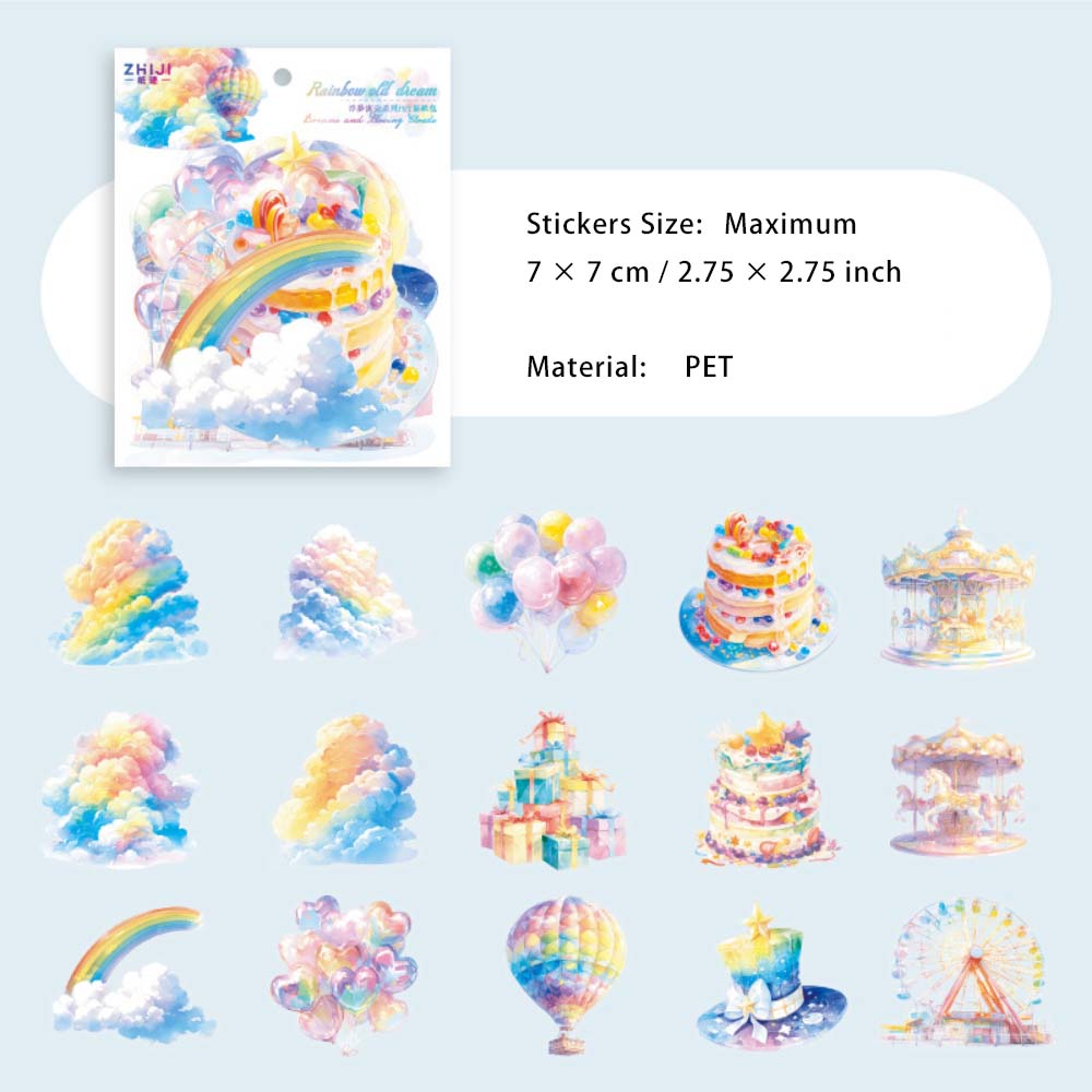 15 Pcs Fantasy Festival Theme PET Stickers FMLY