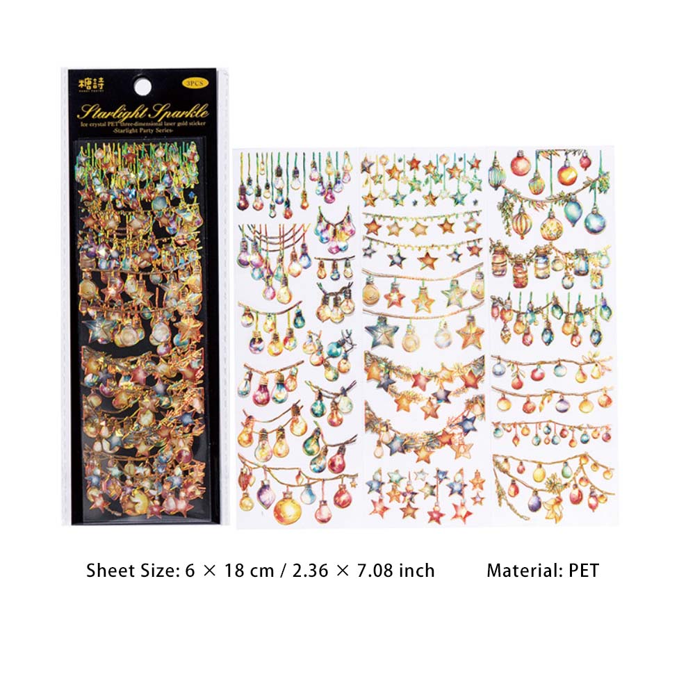 3 Sheet Party Light Theme PET Stickers XGPD