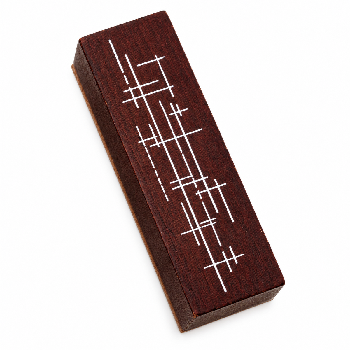 Abstract Crosshatch Wooden Stamp on a white background