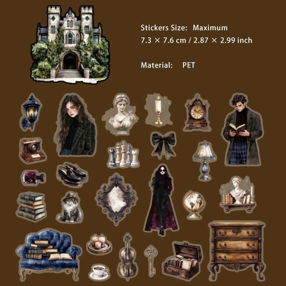 25 Pcs Dark Magic Theme PET Stickers HSSJ