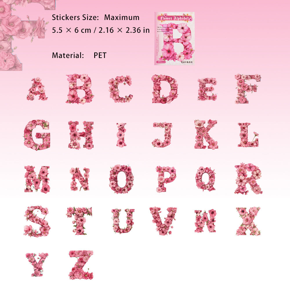 26 Pcs Alphabet Letter PET Stickers HYZJ